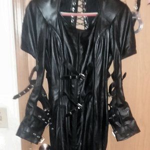 Gothic leather dom. hobble dress